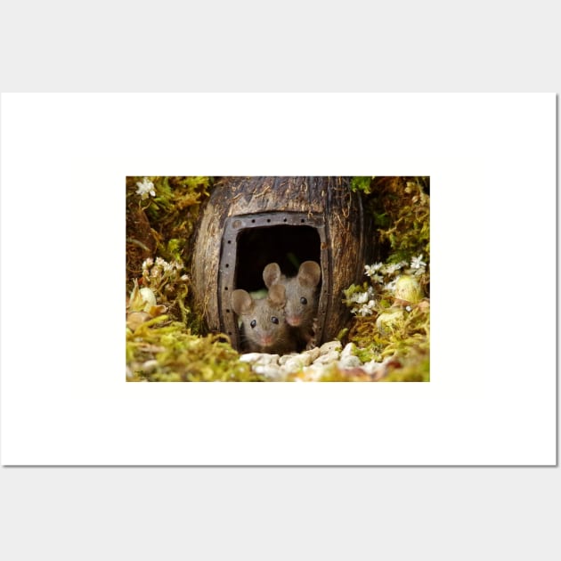 two wild mouse at the  wood pile door Wall Art by Simon-dell